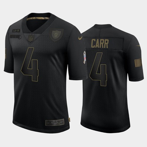 Men's Las Vegas Raiders #4 Derek Carr Black 2020 Salute To Service Limited Stitched Jersey